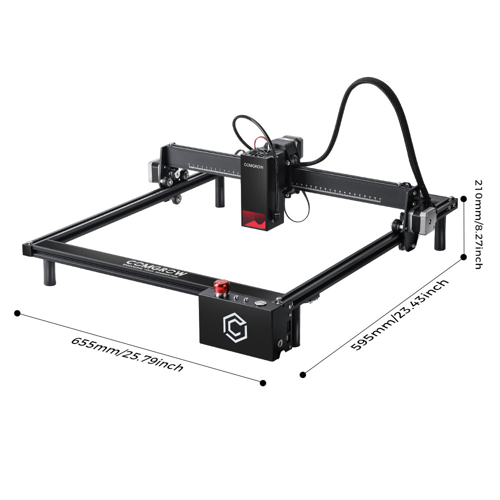 the size of comgrow z1 pro laser engraver is 655mm*595mm*210mm