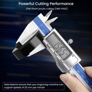 comgrow 20W laser module has powerful cutting performance with 15mm arcylic cutting