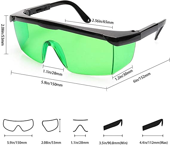 the size of parts of comgrow green laser safety glasses