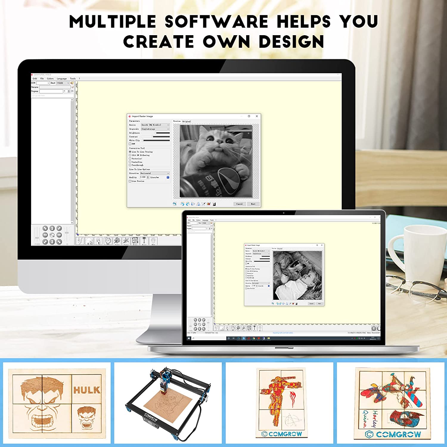comgrow z1 laser engraver is compatible with multiple softwares helping you create your own design