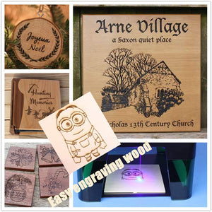 various glamorous engravements by comgrow mini laser engrave